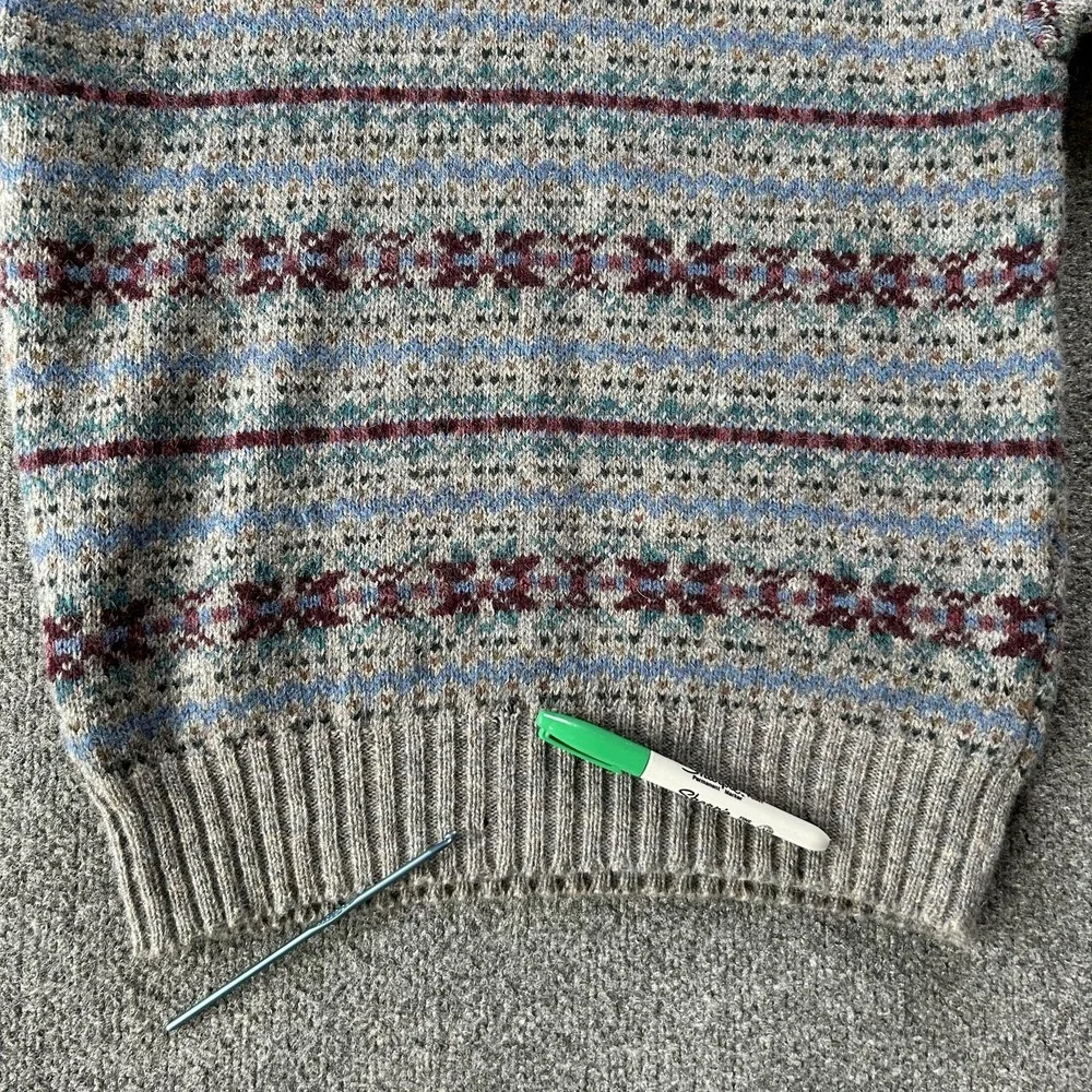 Vintage Hunting Horn Sweater Mens M Multicolor Shetland Wool Fair Isle Hong Kong